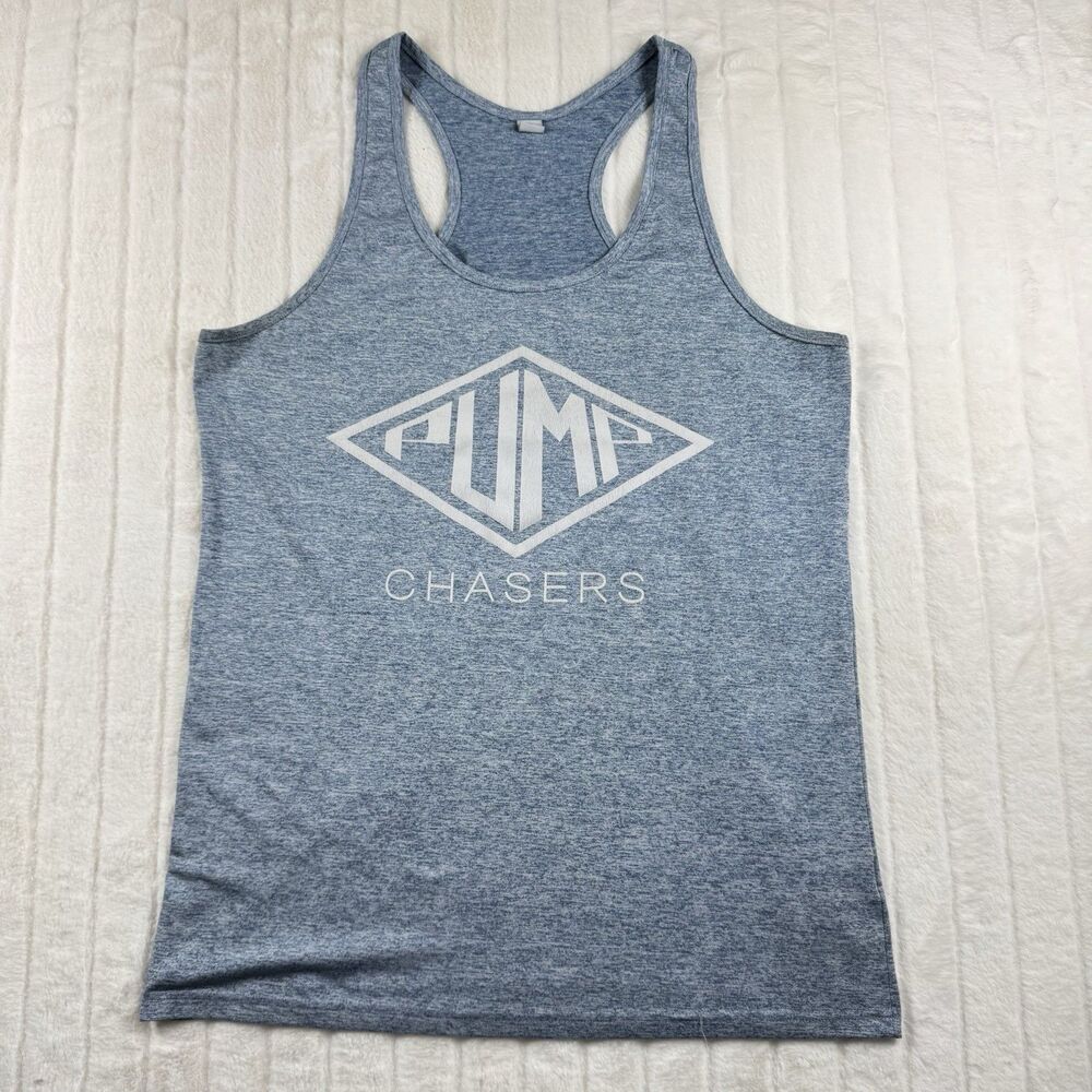 Pump Chasers Chris Jones Tank Top Stringer Men's L Blue Gym YouTube Influencer